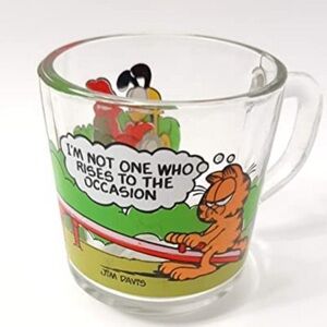 💕3/$30💕 Vintage McDonalds Garfield Glass Coffee Mug Cup "Rise To The Occasion"